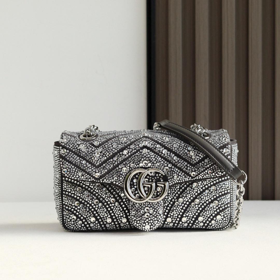 Gucci Marmont Crystal-Embellished Small Shoulder Bag
