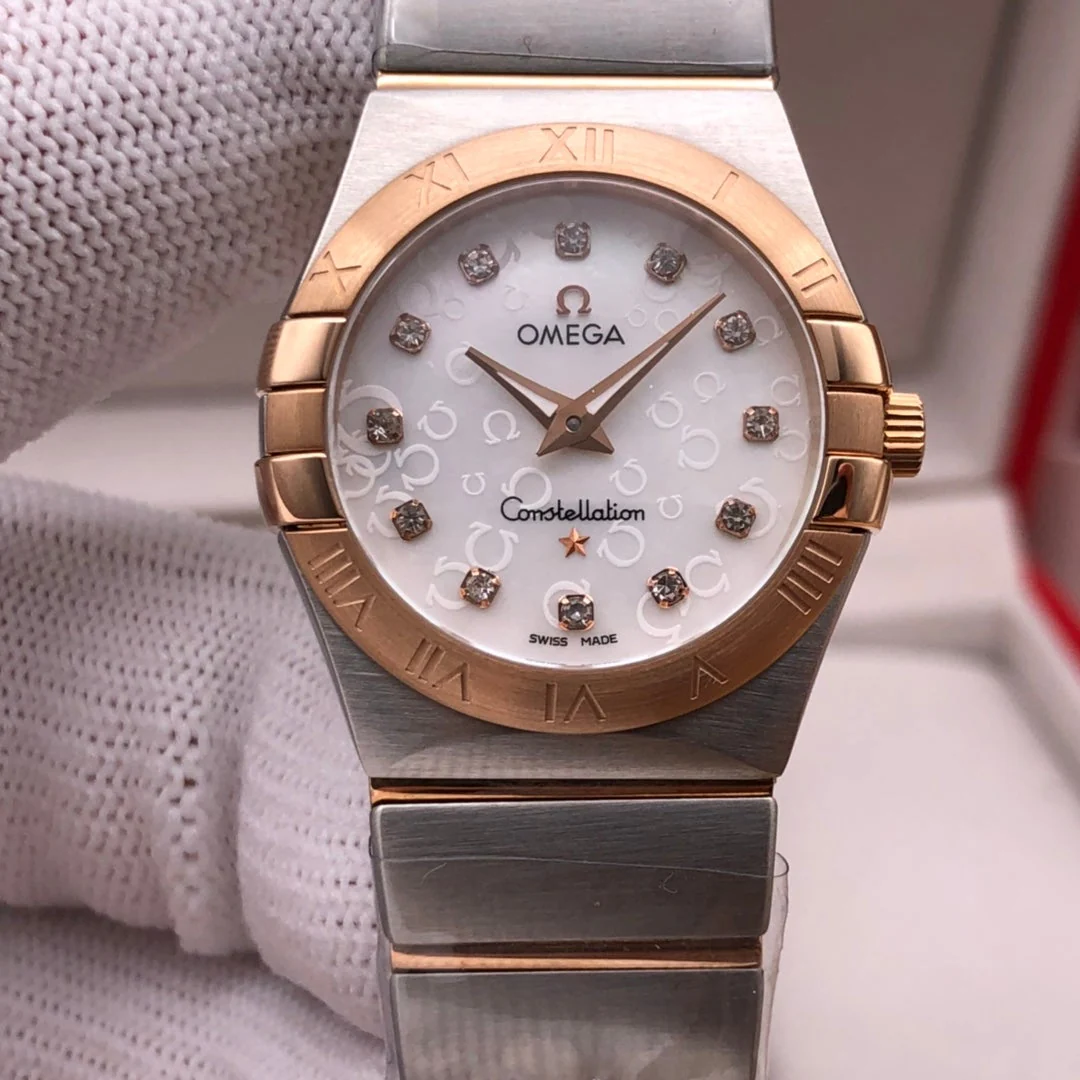 Omega Watch CONSTELLATION 27MM QUARTZ ROSE GOLD BEZEL MOTHER OF PEARL DIAL