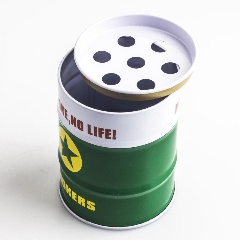 Oil Drum Shaped Tin Ashtray (Random Pattern)