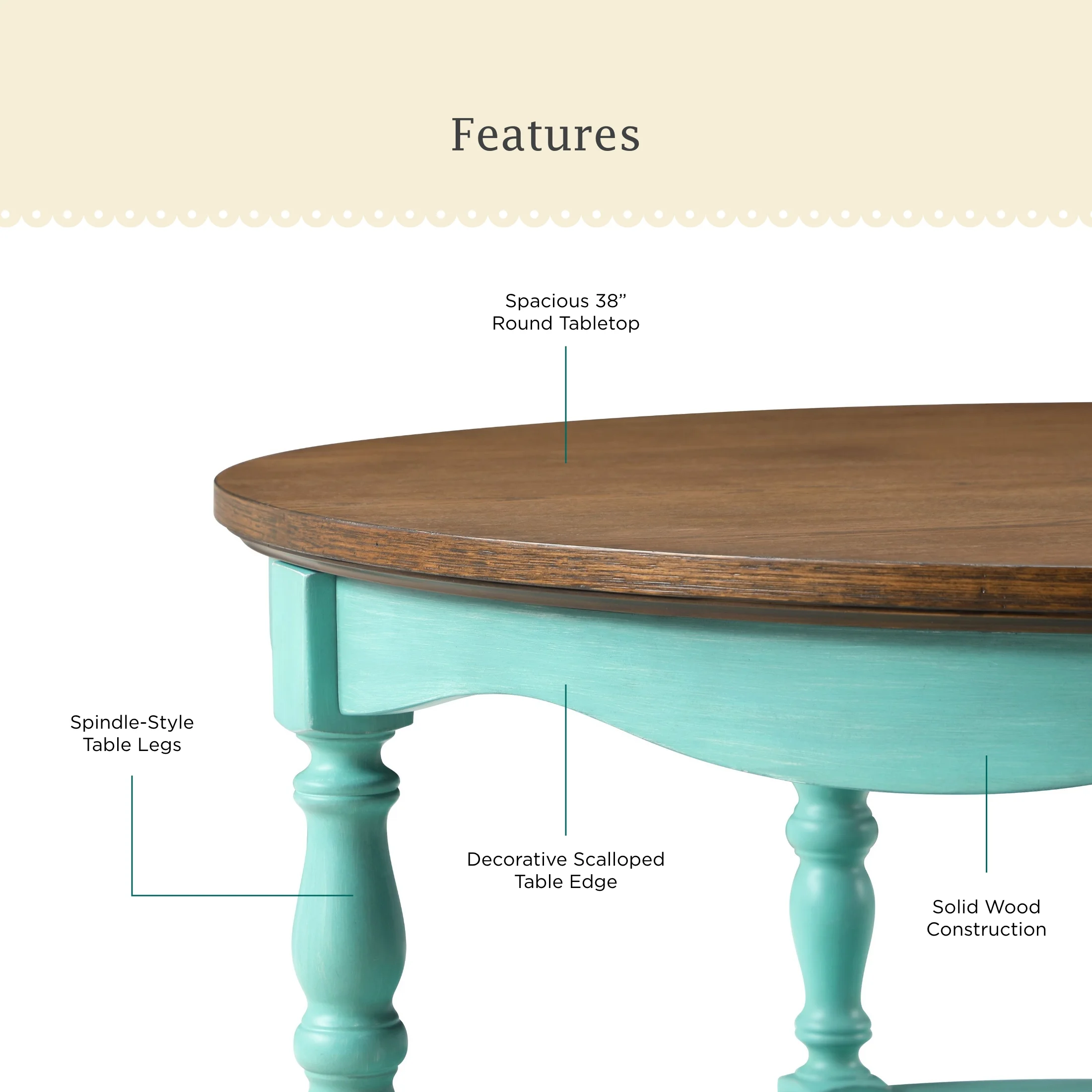 Pioneer Woman Helen Round Coffee Table, Teal