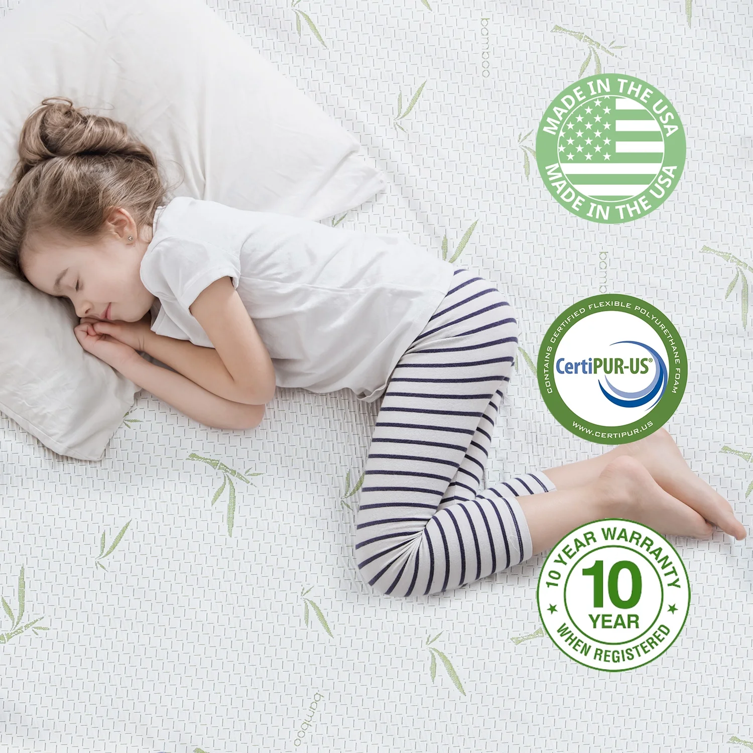 6 inch Twin Mattress in a Box,Memory Foam Mattress with Bamboo Cover,Made in USA