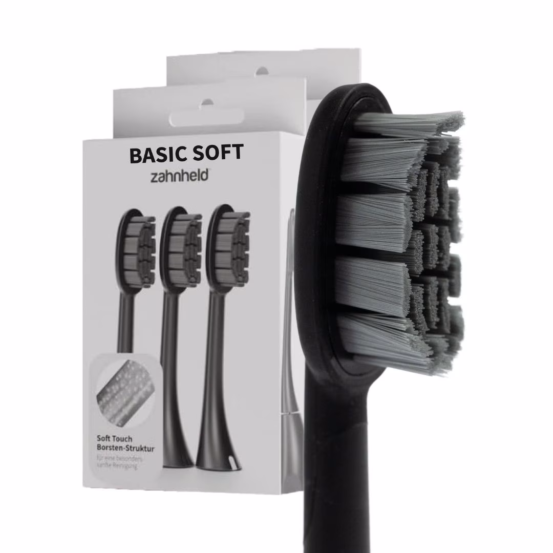 Bürstenkopf Basic Soft schwarz (6 Stück) - für sensibles Zahnfleisch & Zähne