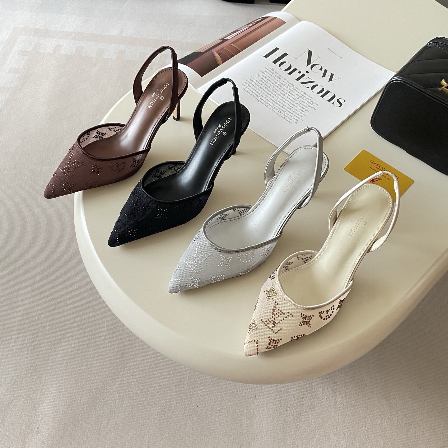 Louis Vuitton Monogram Crystal Mesh Slingback Pumps