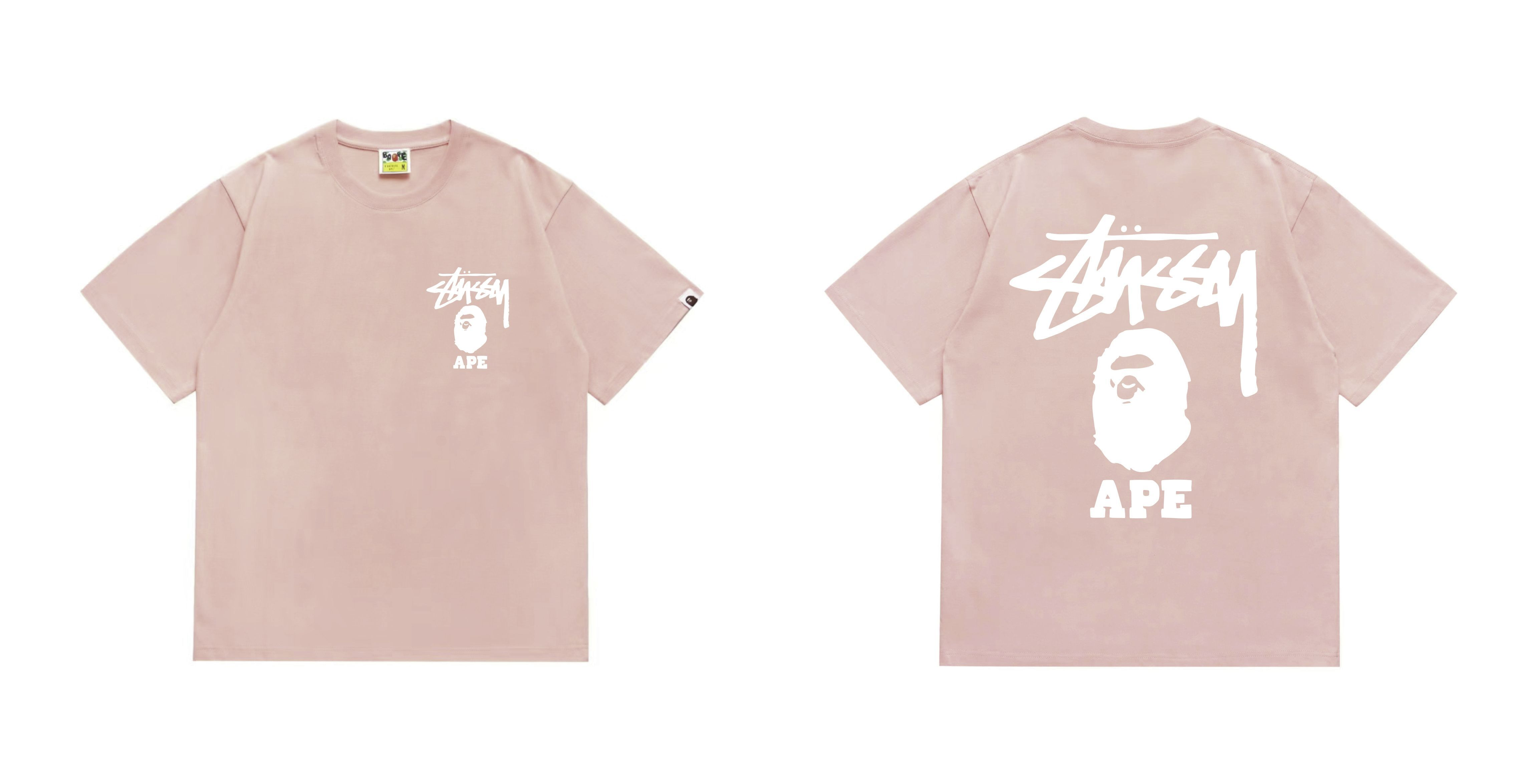 Pink minimalist graffiti logo short-sleeved shirt