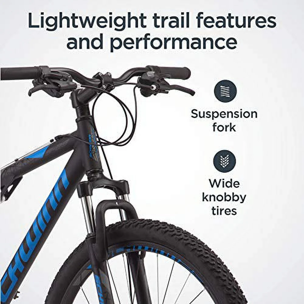 Schwinn S29 Men’s Mountain Bike, 29 In. Wheels, 18 In. and Medium Aluminum Frame, Dual-Suspension, Mechanical Disc Brakes, Matte Black
