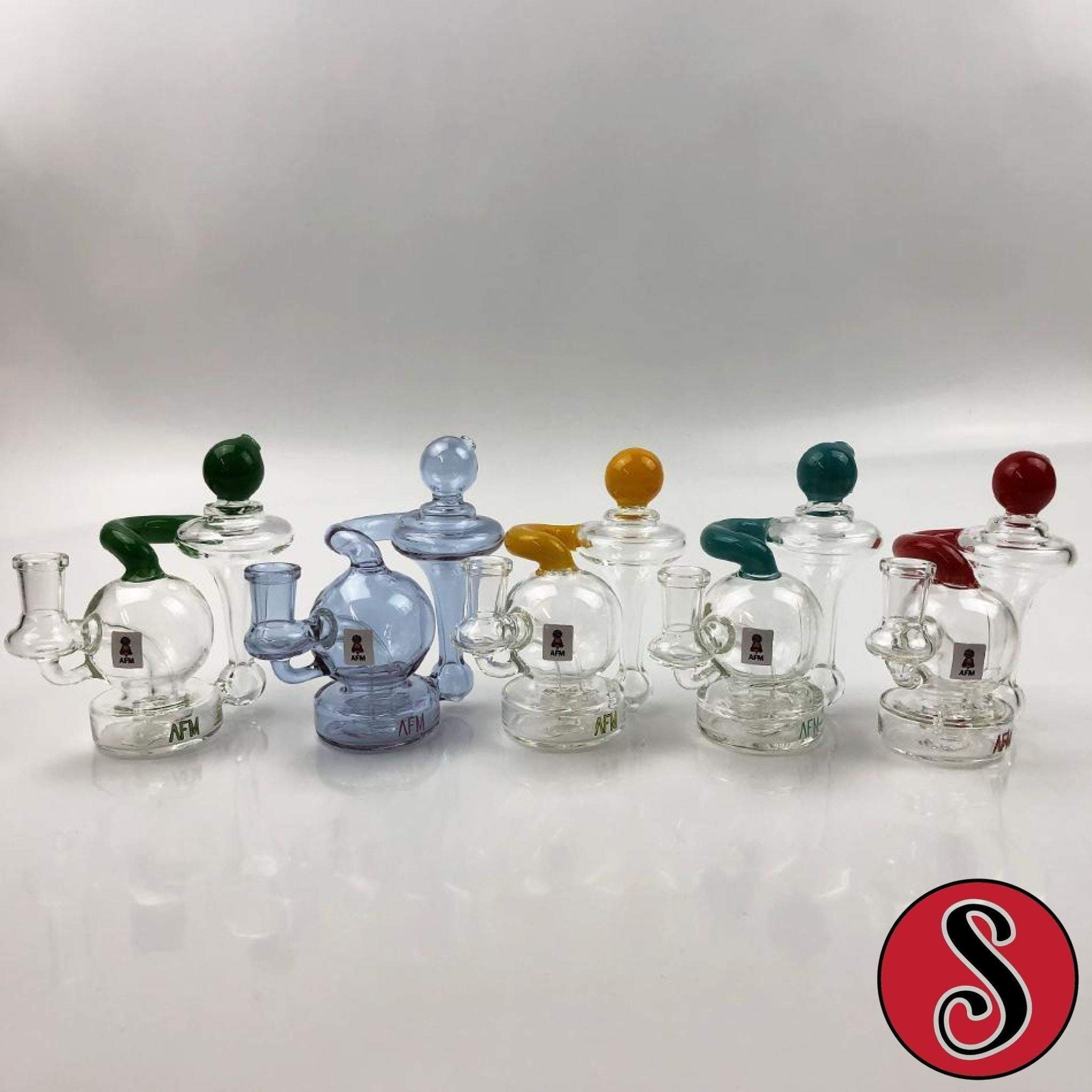 5 AFM Mini Recycler Rig With Shower Head Perc And Round Mouth Piece