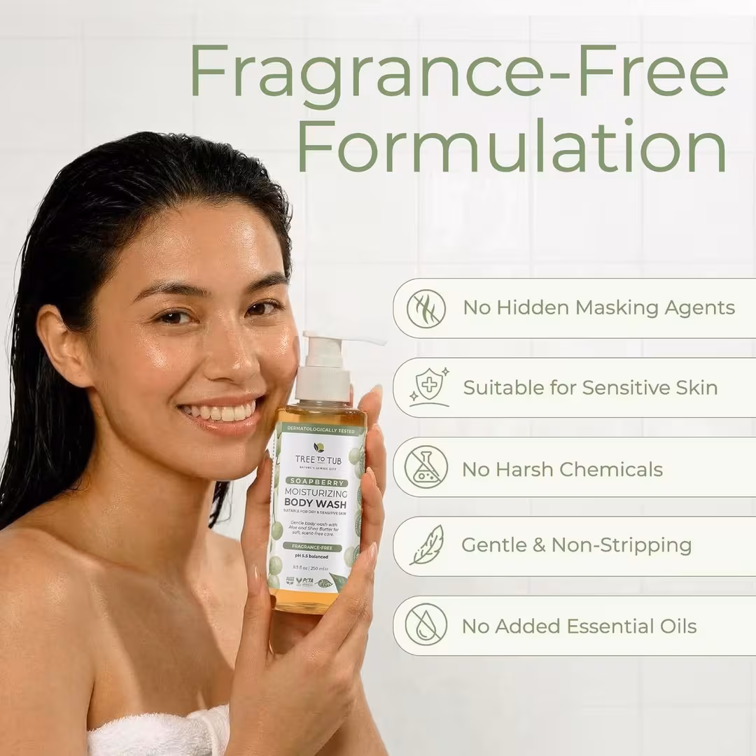 Tree To Tub  Fragrance-Free Soapberry Moisturizing Body Wash for Dry & Sensitive Skin