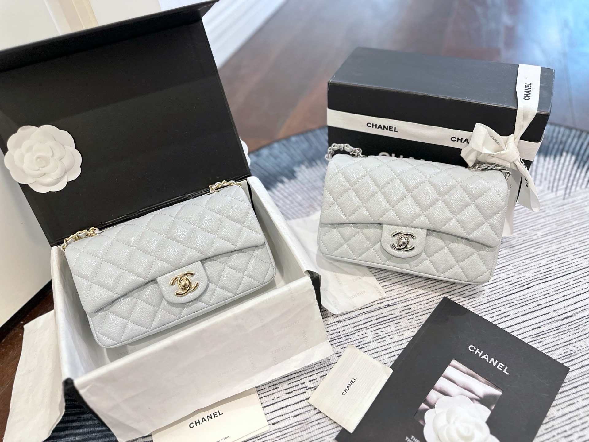 Chanel CF Mini 20CM Caviar Quilted Leather CC Logo Chain Flap Shoulder Bag
