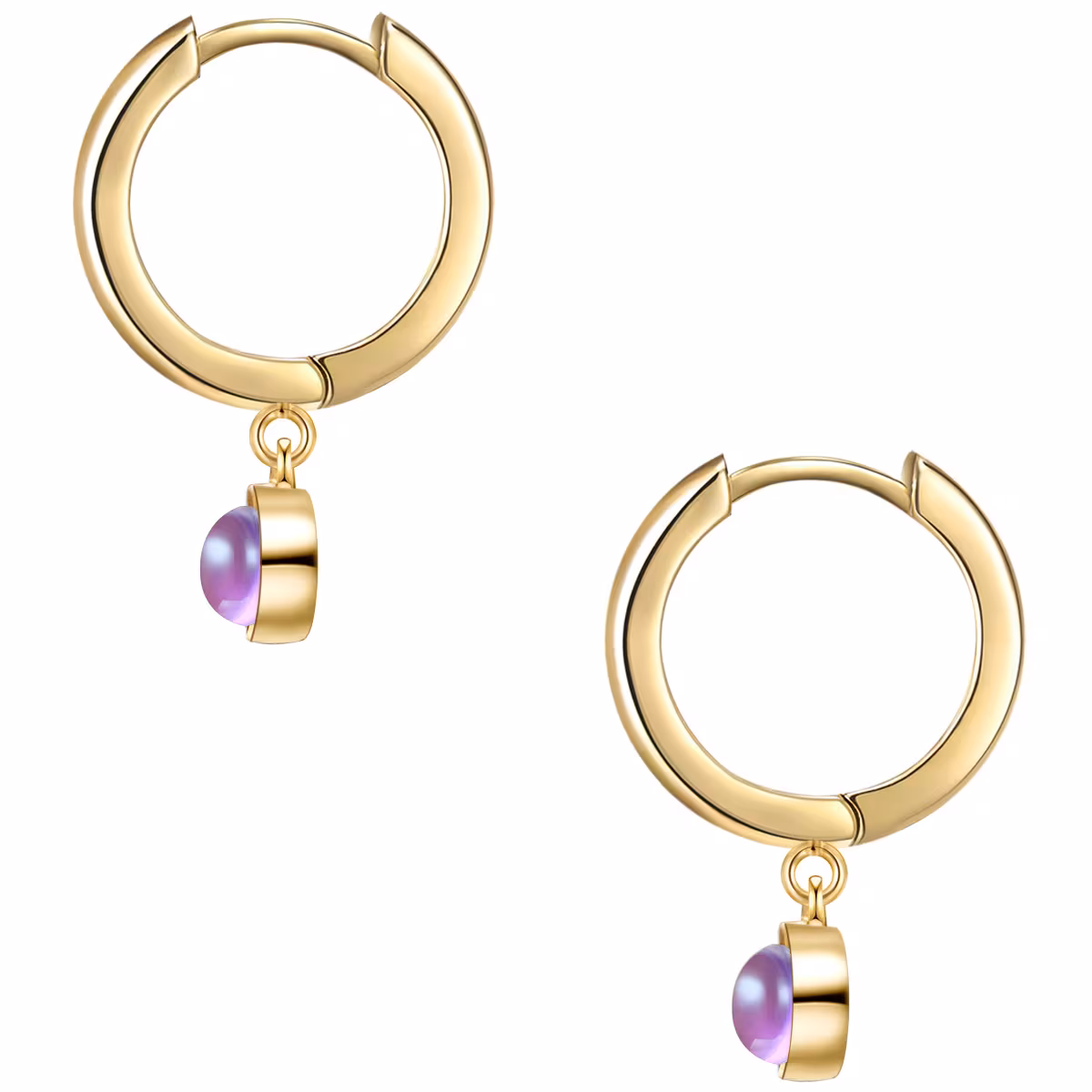 Creolen Sterling Silber Amethyst in Gelbgold