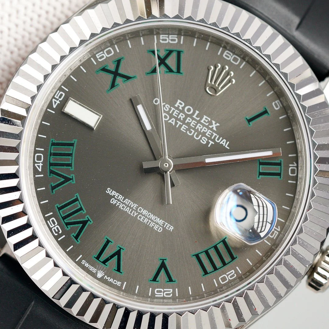 Rolex Watch DATEJUST II 41MM STAINLESS STEEL CASE WIMBLEDON DIAL RUBBER STRAP