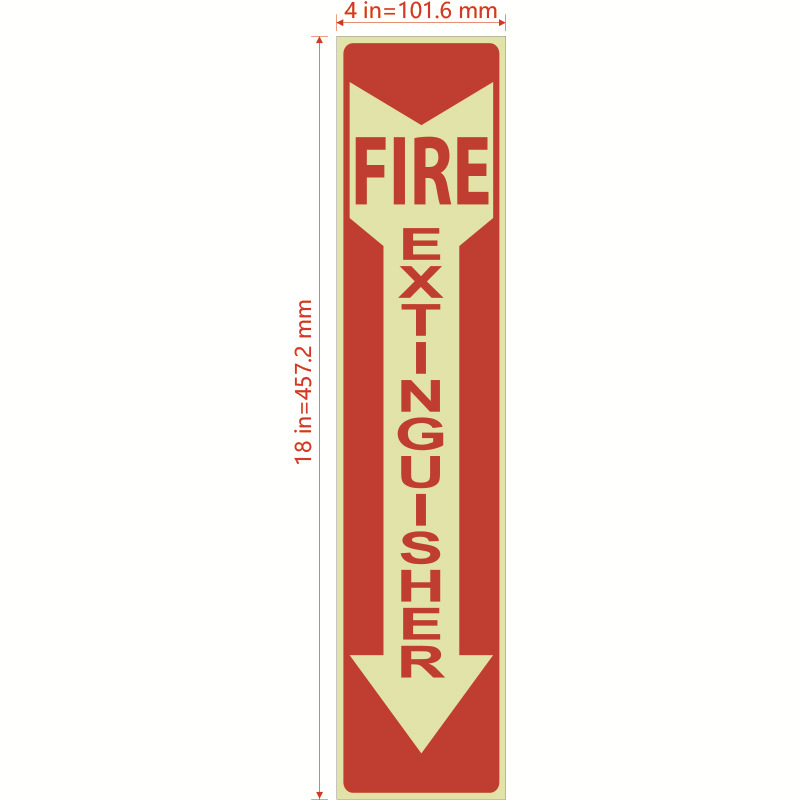 Fire extinguisher label, fire safety luminous wall sticker, self-luminous safety warning tape with adhesive backing