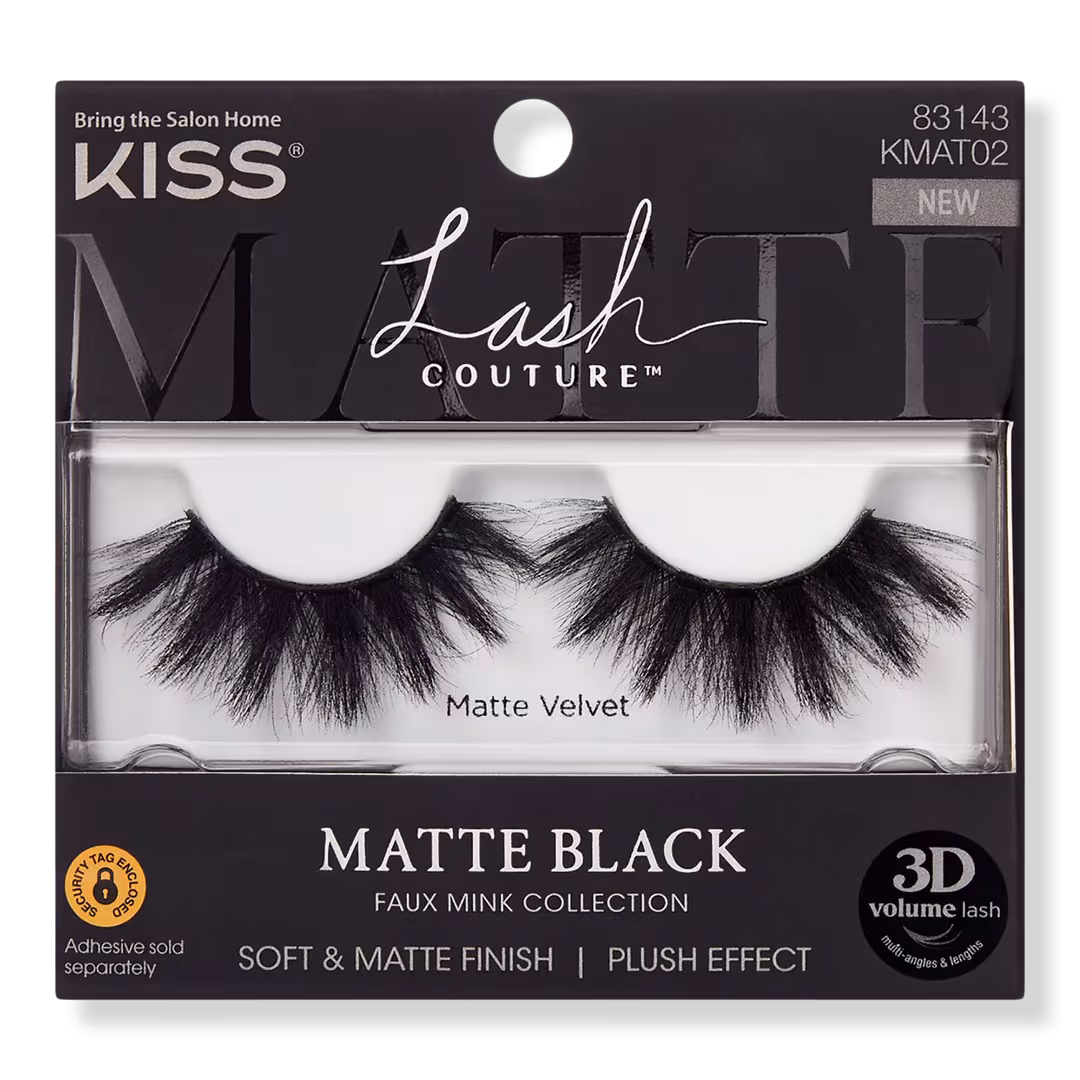 Kiss  Lash Couture Matte Black Faux Mink, Matte Velvet