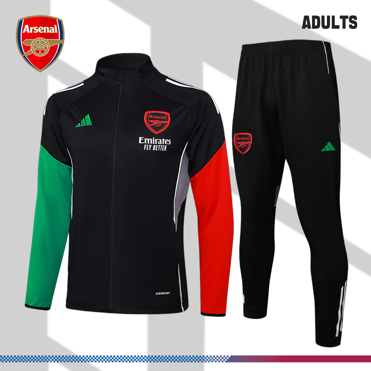 2025/2026 Arsenal Black Adult Full Zip Training Suit (Adult Kit)