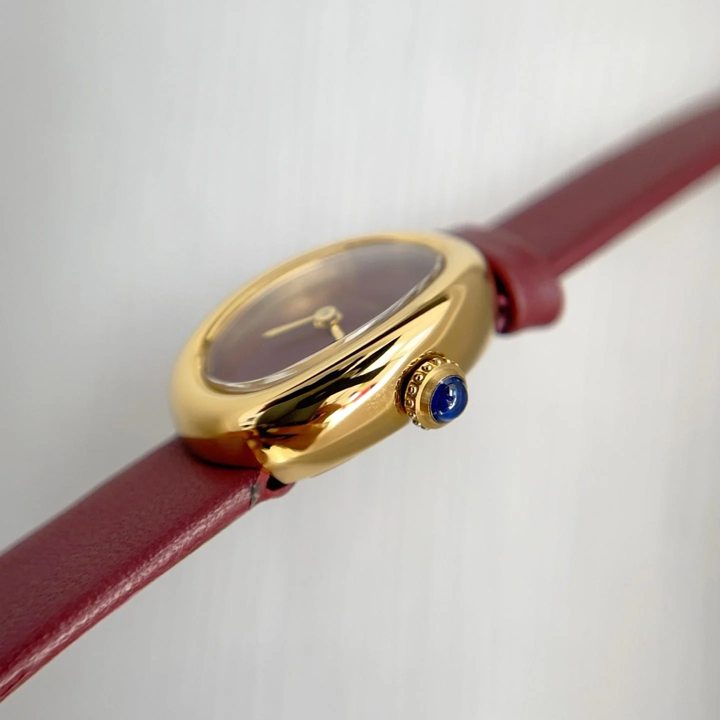 Cartier Watch Baignoire Gold Case Red Leather Red Dial