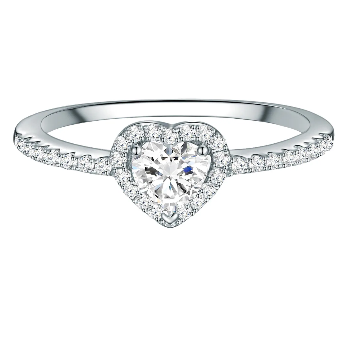 Ring Herz aus Sterling Silber in silber mit Zirkonia