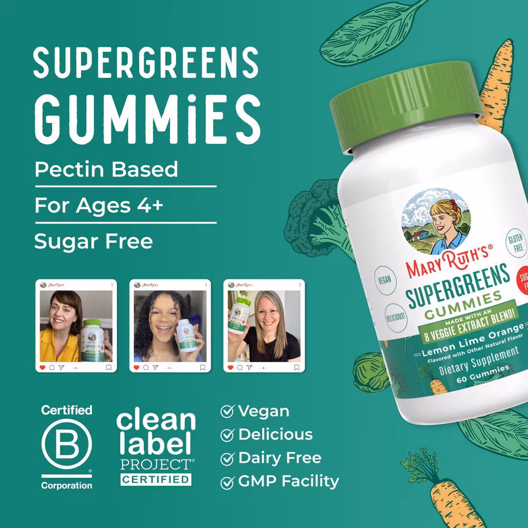 MaryRuth's  Super Greens Gummies Lemon Lime Orange