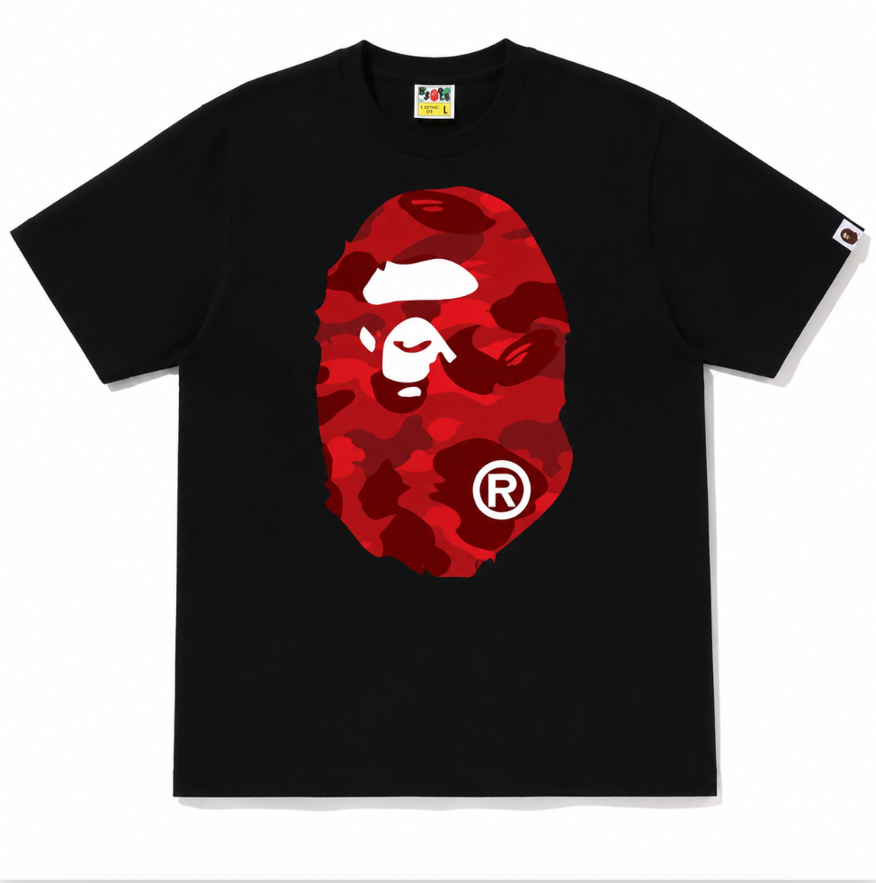 BAPE Camo Big Ape Head Tee Black/Red
