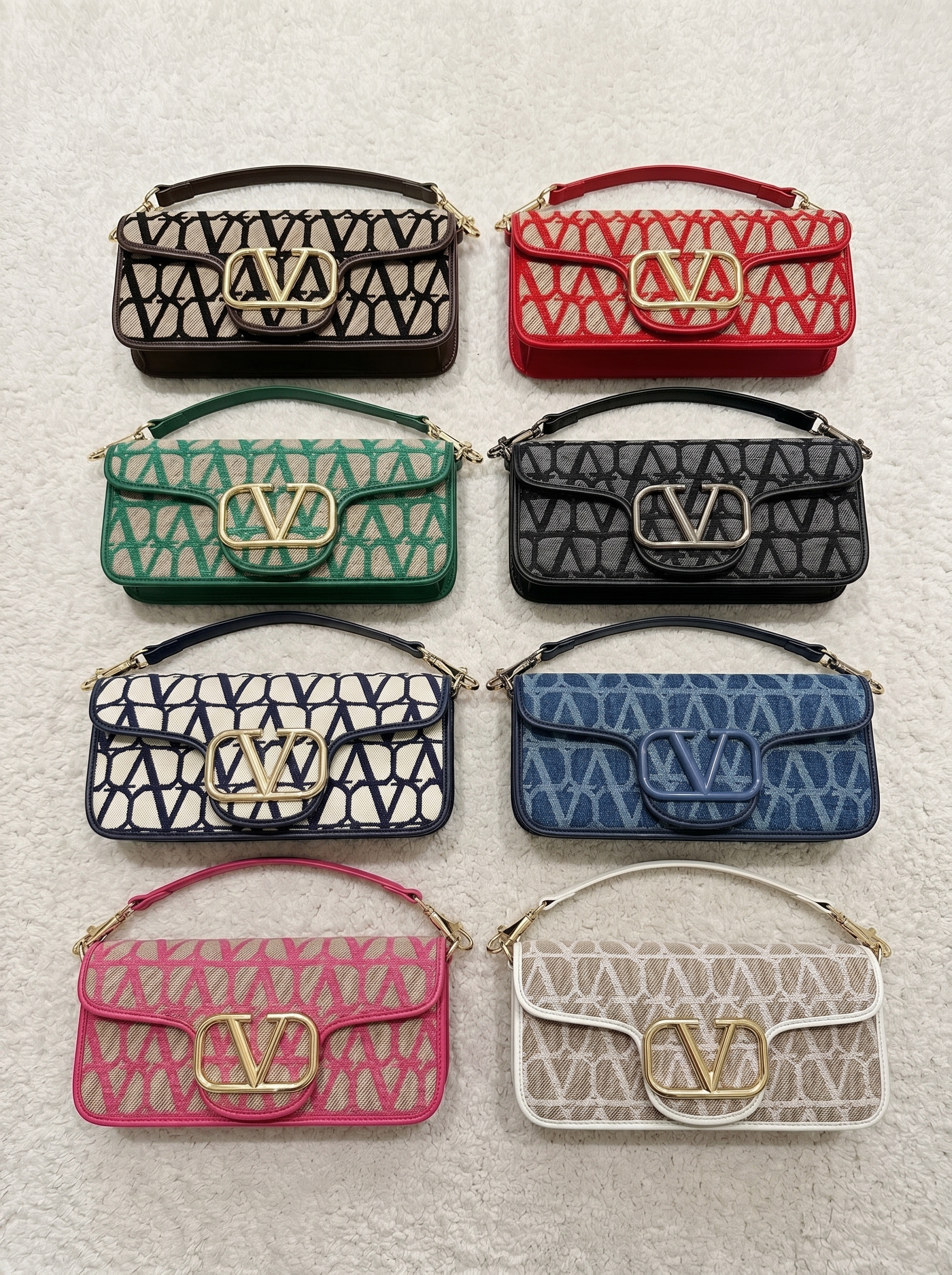 Valentino Loco Medium Toile Iconographe Jacques Canvas Gold VLogo Flap Horizontal Baguette Shoulder Bag