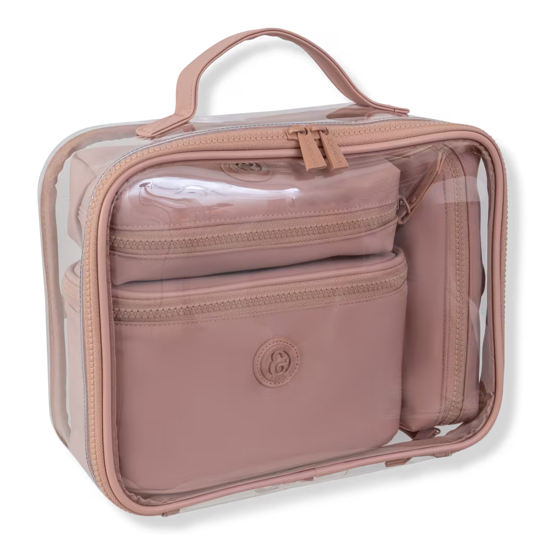 Joan & David  The Tonal Sport Nylon 4-Piece Clear Cosmetic Bag Set