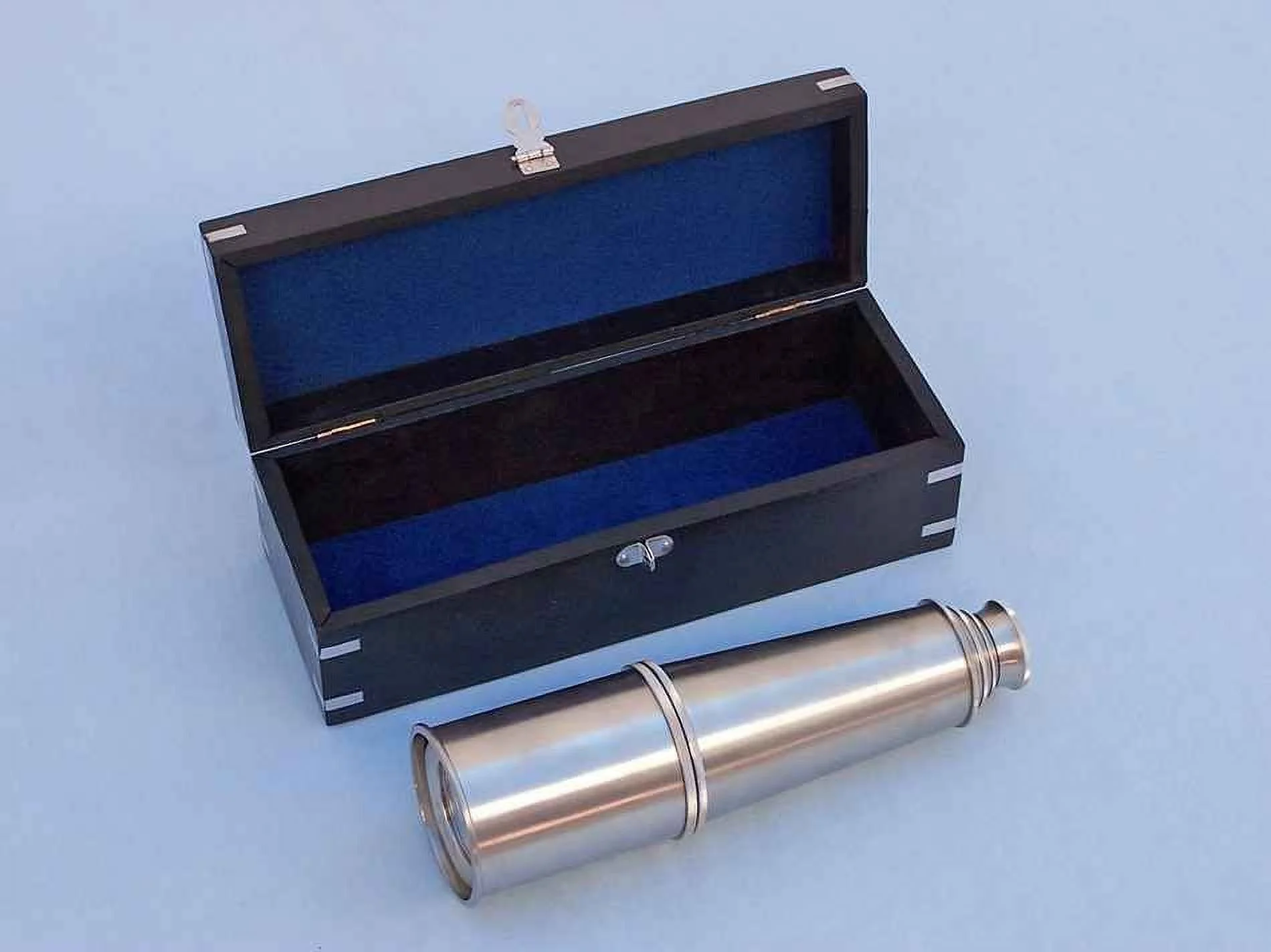 Deluxe Class Brushed Nickel Admirals Spyglass Telescope 27" with Rosewood Box- Spyglass Telescope- Nautical Decoration