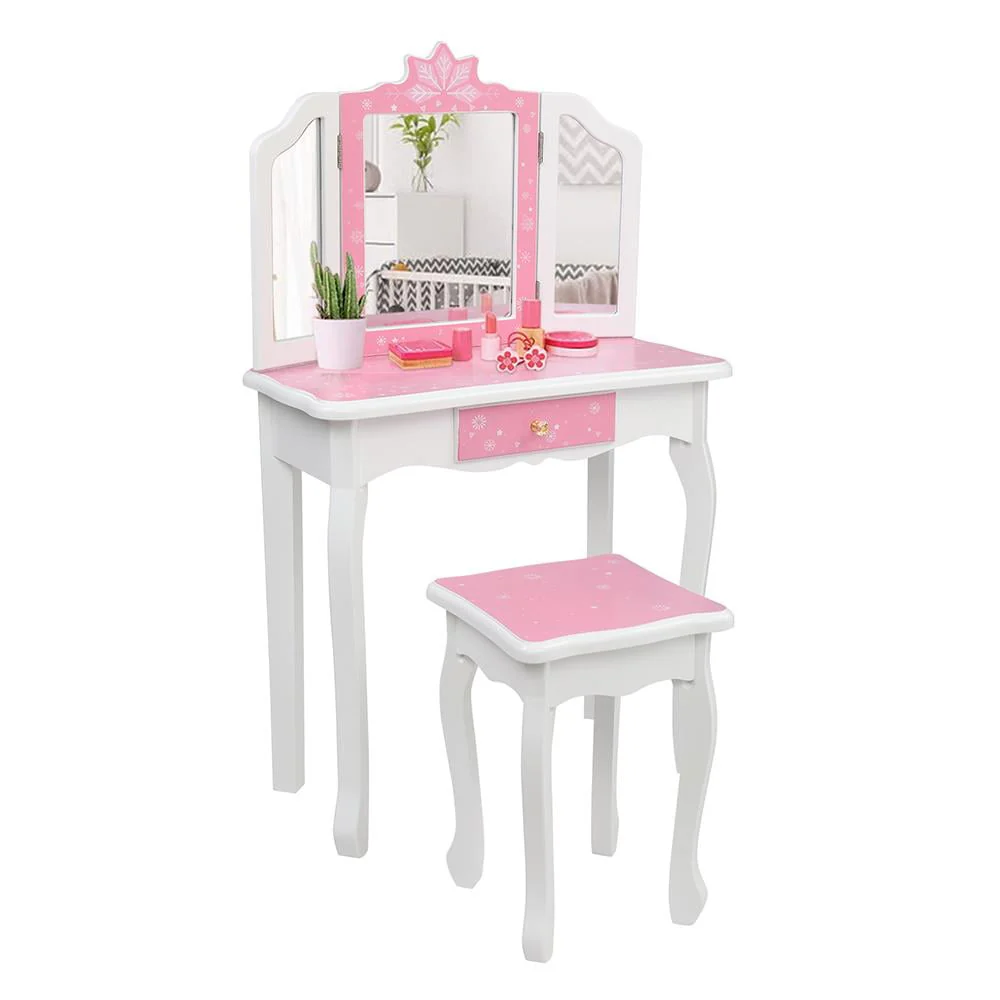 Winado Kids Vanity Table and Chair Set with Mirror Makeup Dressing Table with Drawer Fashion