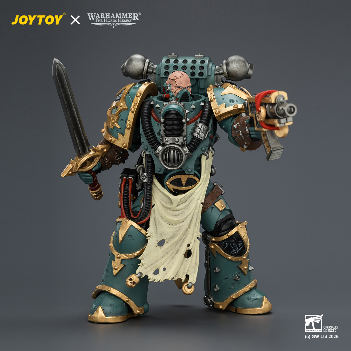 JOYTOY JT04339 Warhammer The Horus Heresy 1:18 Sons of Horus Maloghurst the Twisted the Warmaster's Equerry with Legion Standard and Banestrike Bolter - JOYTOY WORLD
