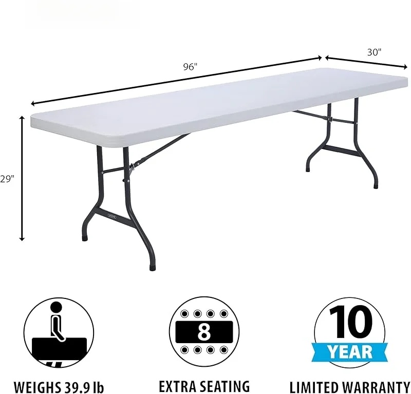 Commercial Stackable Folding Table, 6', White