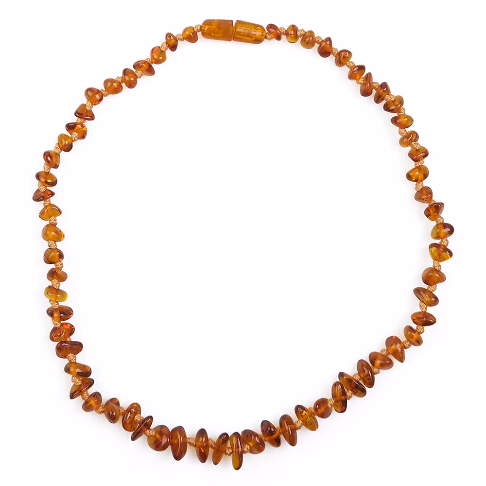 Bernsteinkette - Flachbarock cognac