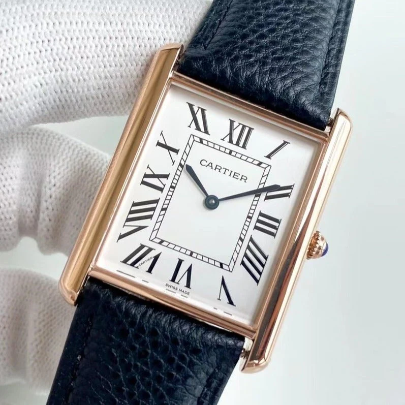 Cartier Watch TANK SOLO QUARTZ GOLD CASE CALF SKIN