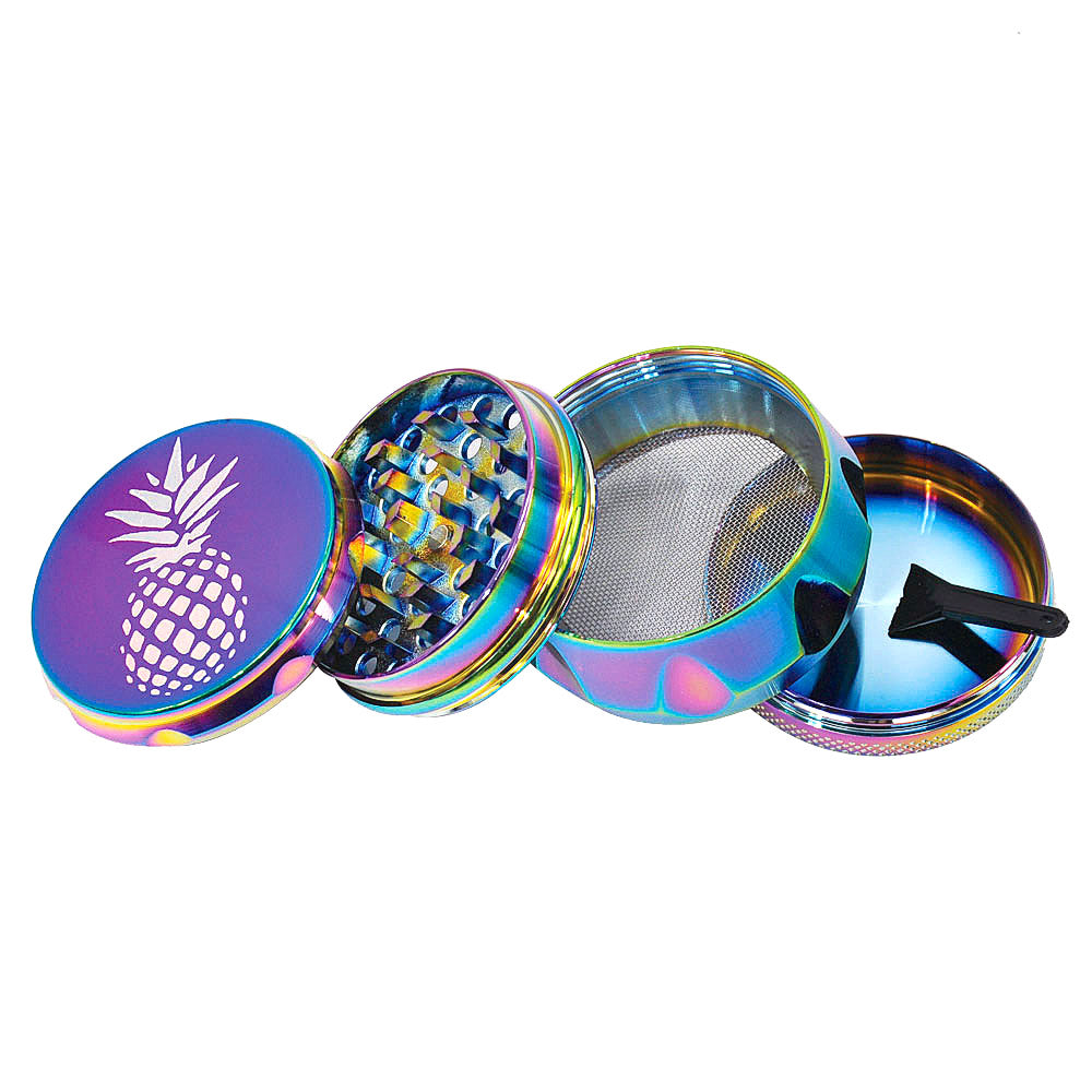 Rainbow Magnetic Lid Zinc Alloy Herb Grinder 4 Piece