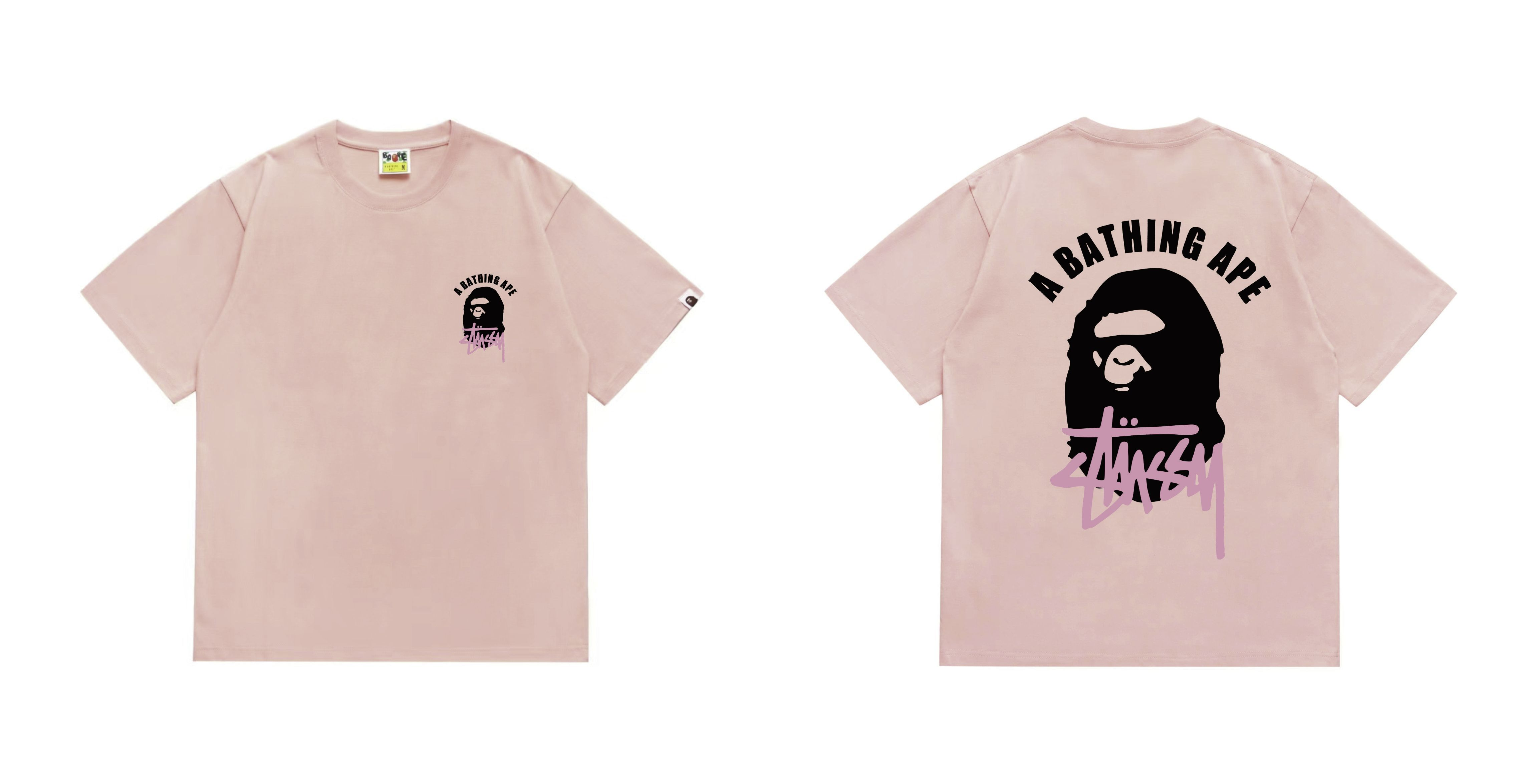 Pink sheep simple graffiti logo printed short-sleeved shirt