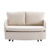 Pull Out Sofa Bed, convertible Sleeper Sofa Bed, Faux Leather Love seat Sofa Couch with Headboard, Small Love seat Lounge Chaise Armchair with 2 Pillows & Side Pockets for Living Room