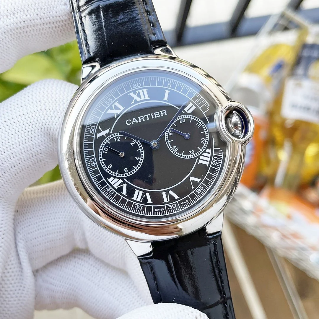 Cartier Watch BALLON BLEU 46MM STAINLESS STEEL LEATHER STRAP