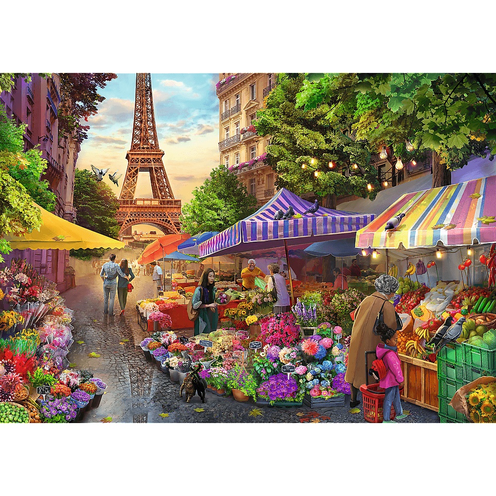 Puzzle Premium Plus Quality 1000 El. Tea Time: Targ Kwiatowy, Paryż