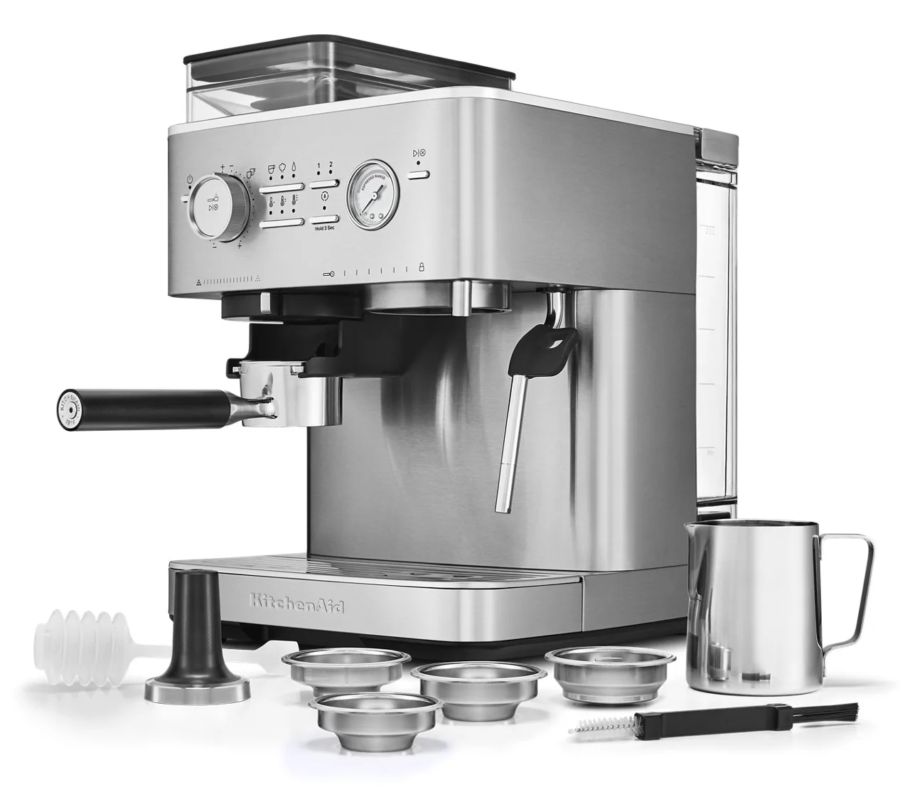 KitchenAid Semi-Automatic Espresso Machine with Burr Grinder | Brushed Stainless Steel