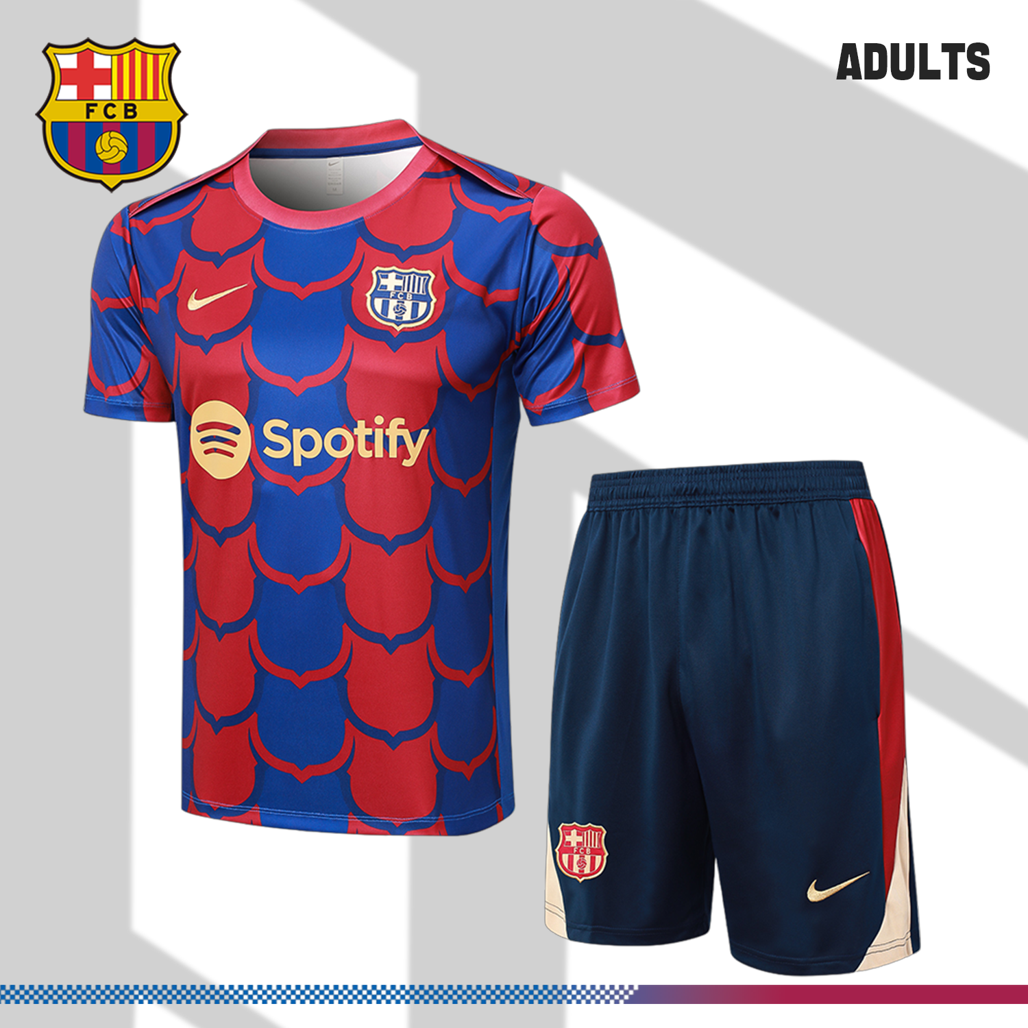 2024/2025 Barcelona red and blue adult short-sleeved training suit (adult kit)