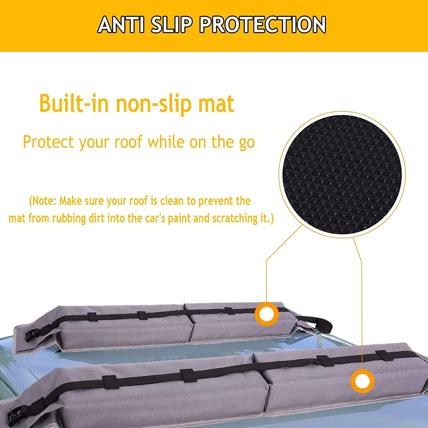 Soft Roof Rack Pads,Universal Car Soft Roof Rack Pad for Carry Kayak/Surfboard/Cana/Ski with 15ft Straps and Storage Bag