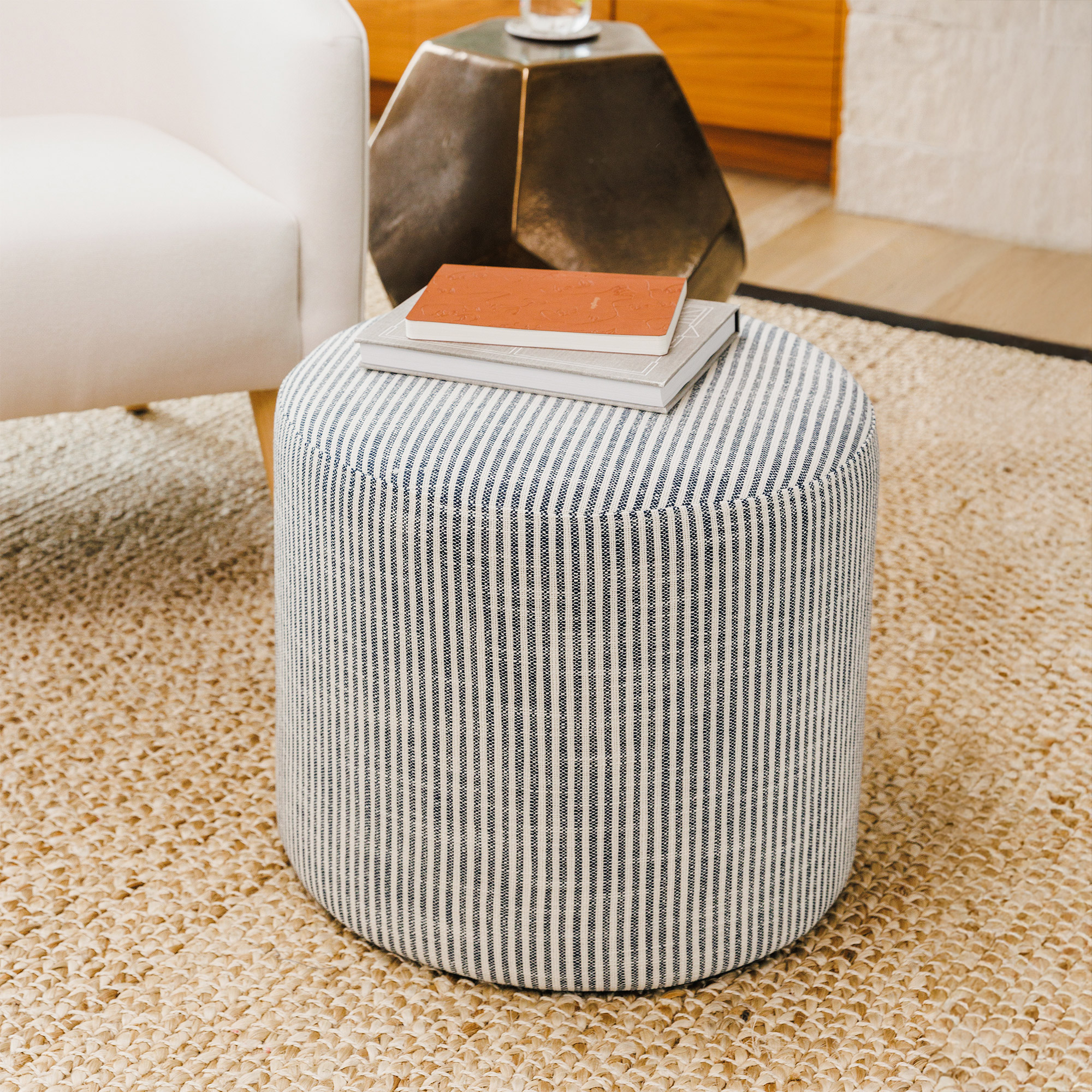 Wovenbyrd Hampton Patterned Round Pouf Ottoman