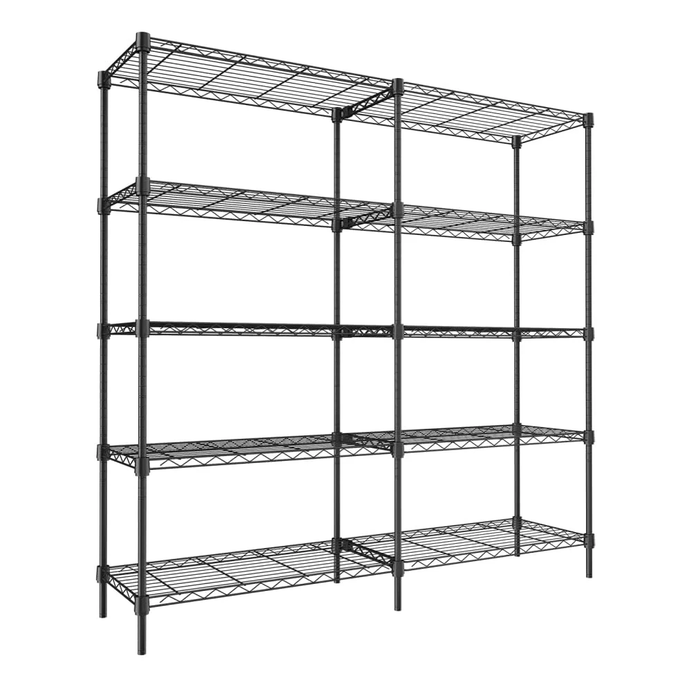 TROPOW 5 Tier Wire Shelving Garage Shelving Heavy Duty Adjustable Garage Shelves, Storage Rack for Storage Warehouse Pantry Closet, Basement Pantry Utility Storage Shelves, 59