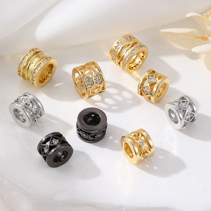 T60-14K Gold Plated Brass Zircon Spacer Beads for Bracelet & Necklace DIY Jewelry Making