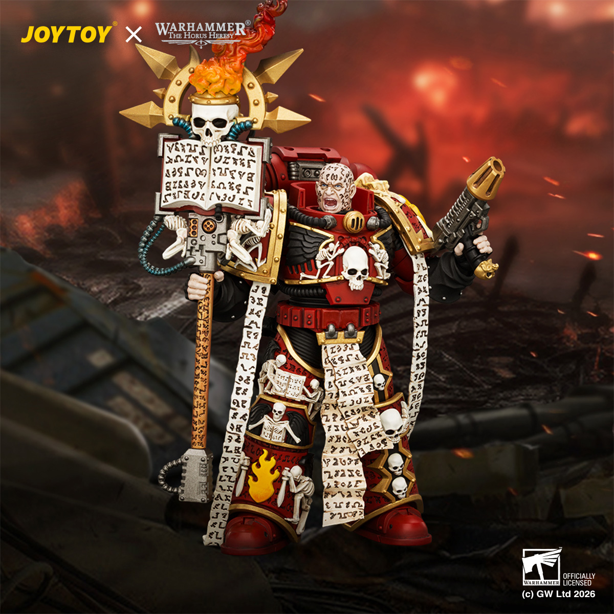 JOYTOY JT05213 Warhammer The Horus Heresy 1:18 Word Bearers Erebus the Dark Apostle with Crux Malifica and Plasma Pistol - JOYTOY WORLD
