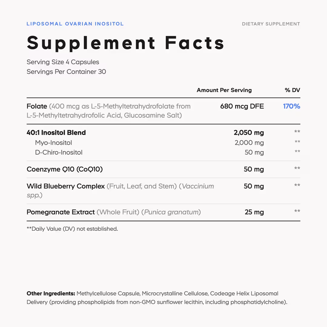 CODEAGE  Liposomal Ovarian Inositol with Folate & CoQ10