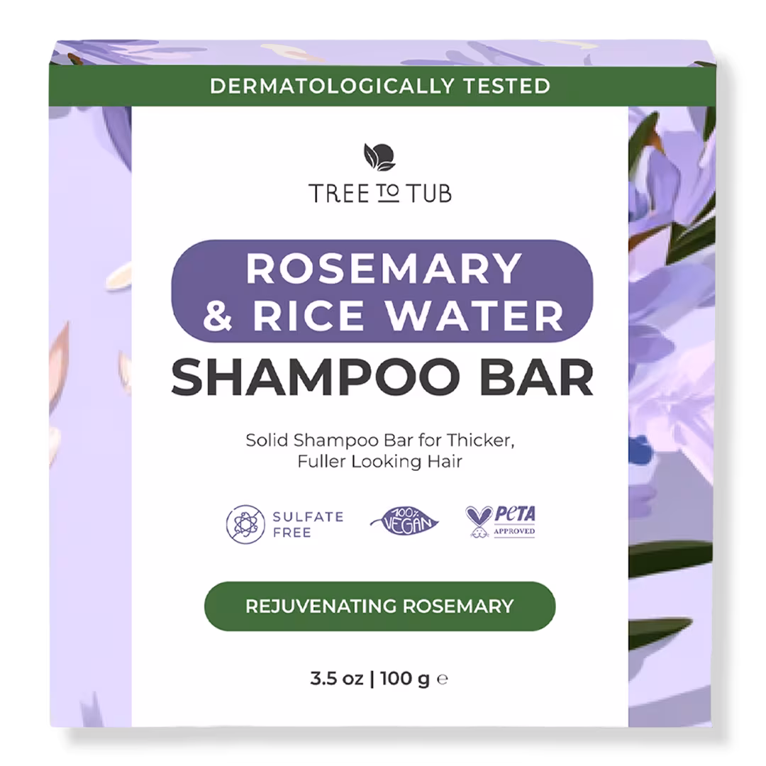 Tree To Tub  Rosemary & Rice Water Shampoo Bar for Thicker, Fuller-Looking Hair