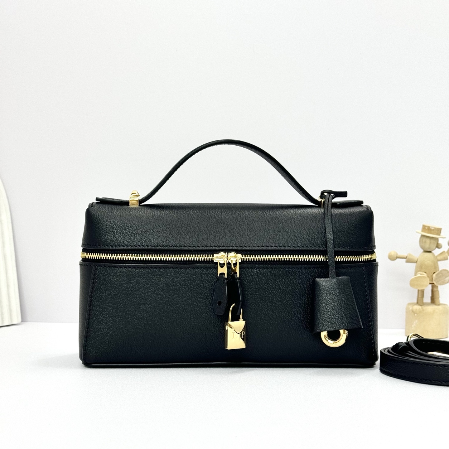 Loro piana Extra Bag L23 Handbag Black Small Palmprint Crossbody Bag