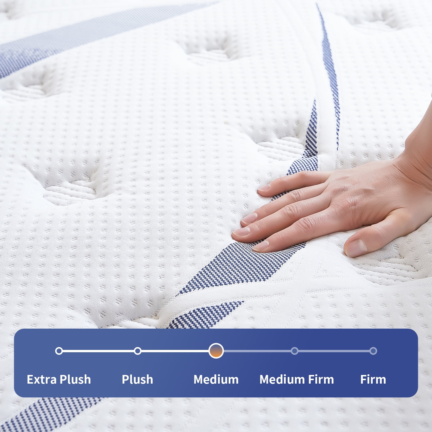 Nisien Hybrid Mattress, 14", Gel Memory Foam, Queen, Medium, Pocketed Coils, White