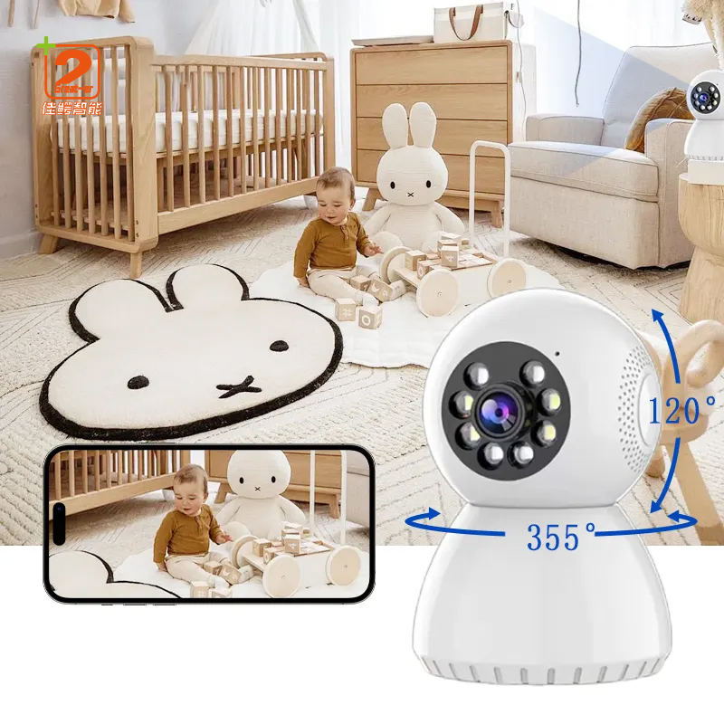 All-Round View Smart Baby Monitor Camera, Built-in Speaker for Instant Remote Conversation