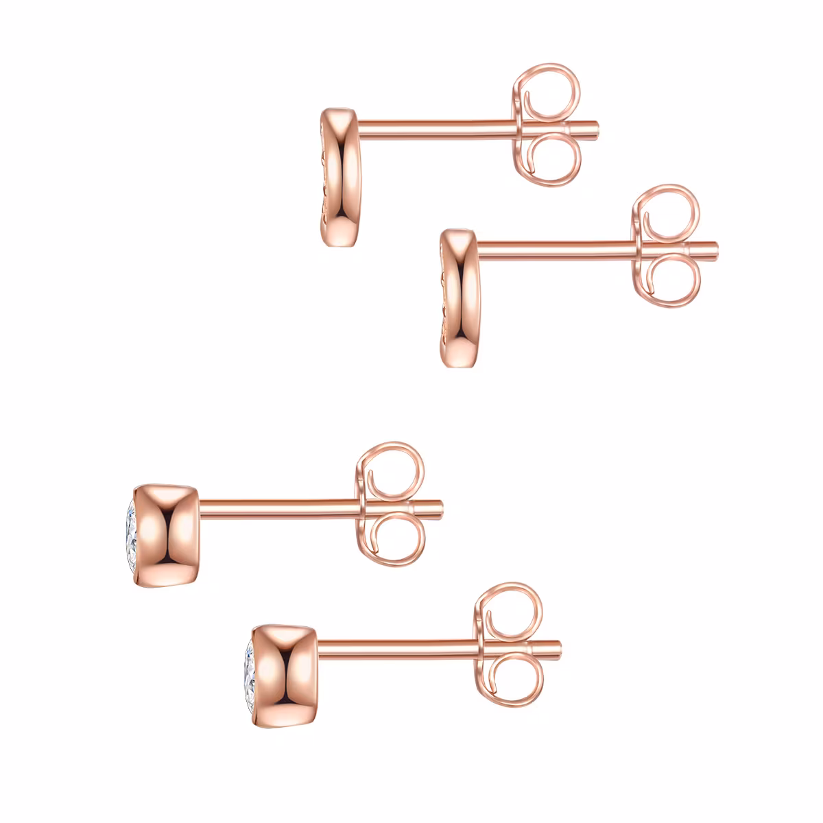 Ohrstecker Halbmond Sterling Silber Zirkonia in Roségold