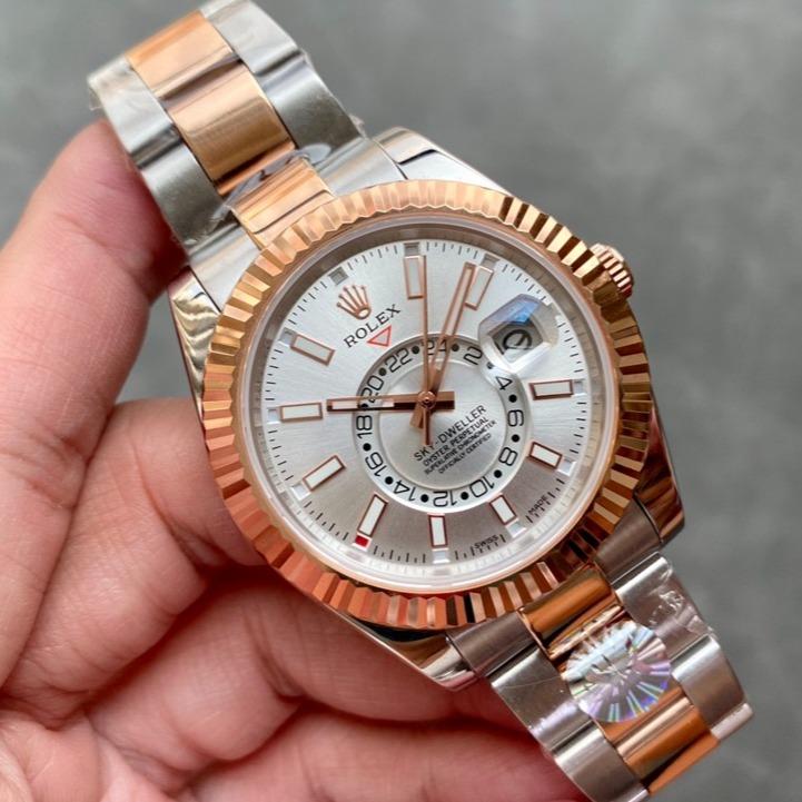 Rolex Watch SKY-DWELLER TWO-TONE 42 ROSE GOLD BEZEL GREY DIAL