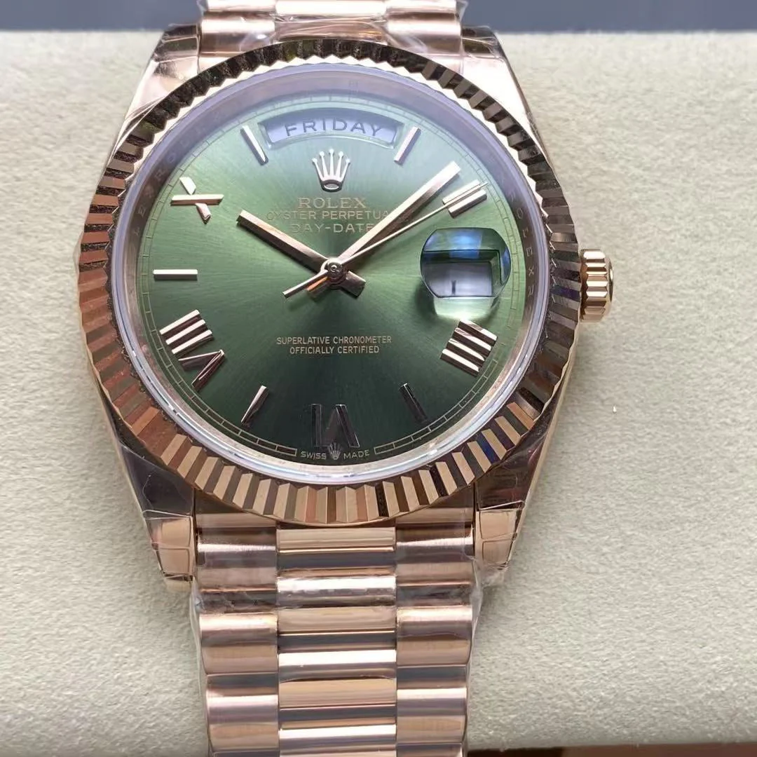 Rolex Watch Day-Date 40 Olive Green Dial 鈥?18K Everose Gold