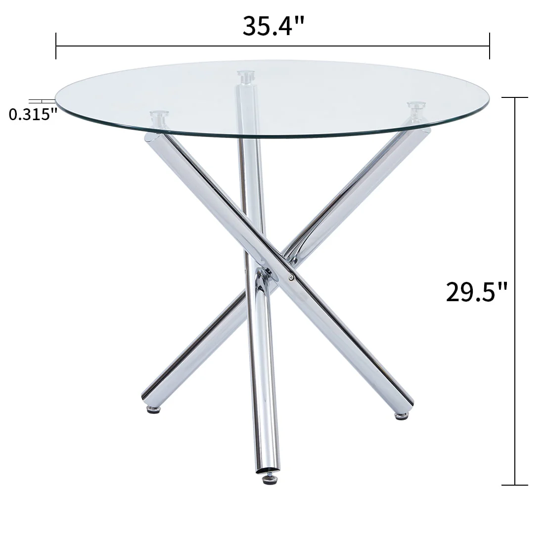 Omni House 5 Piece Round Dining Table Set, Modern Dining Room Table Set for 4,Ideal for Small Spaces Kitchen,Dinette(3 Leg Table + 4 Black Chairs)